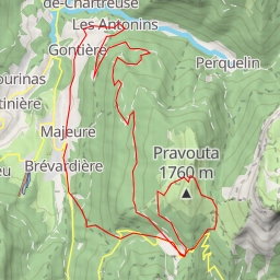 thumbnail for Roc & Dôme d'Arguille (Pravouta) Dôme d'Arguille, traversée W-E par la forêt de l'Ocèpé, les cols de Pravouta, des Ayes et du Coq depuis la Brevardière